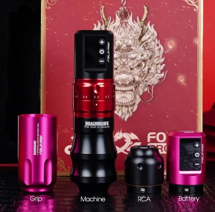 Dragonhawk Fold pro Edition dövme makinesi 2.4MM-4.2MM ayarlanabilir stroke