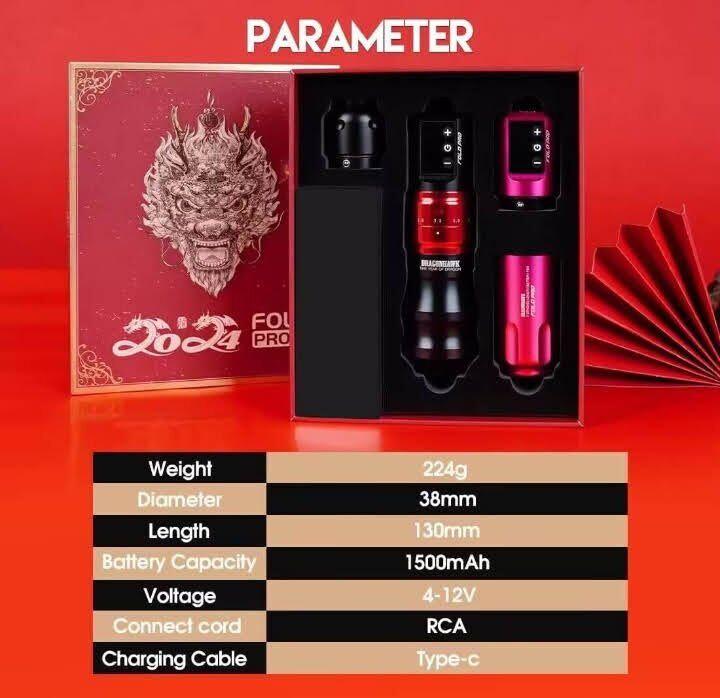 Dragonhawk Fold Pro Edition Kablosuz Dövme Makinesi - Ayarlanabilir Stroke 2.4mm-4.2mm