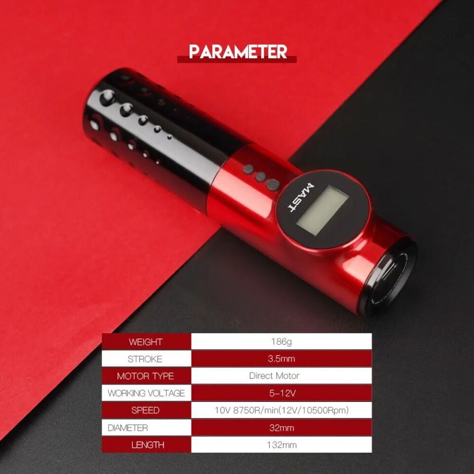 Mast Archer wireless dövme makinesi 3.5mm-4.2mm stroke
