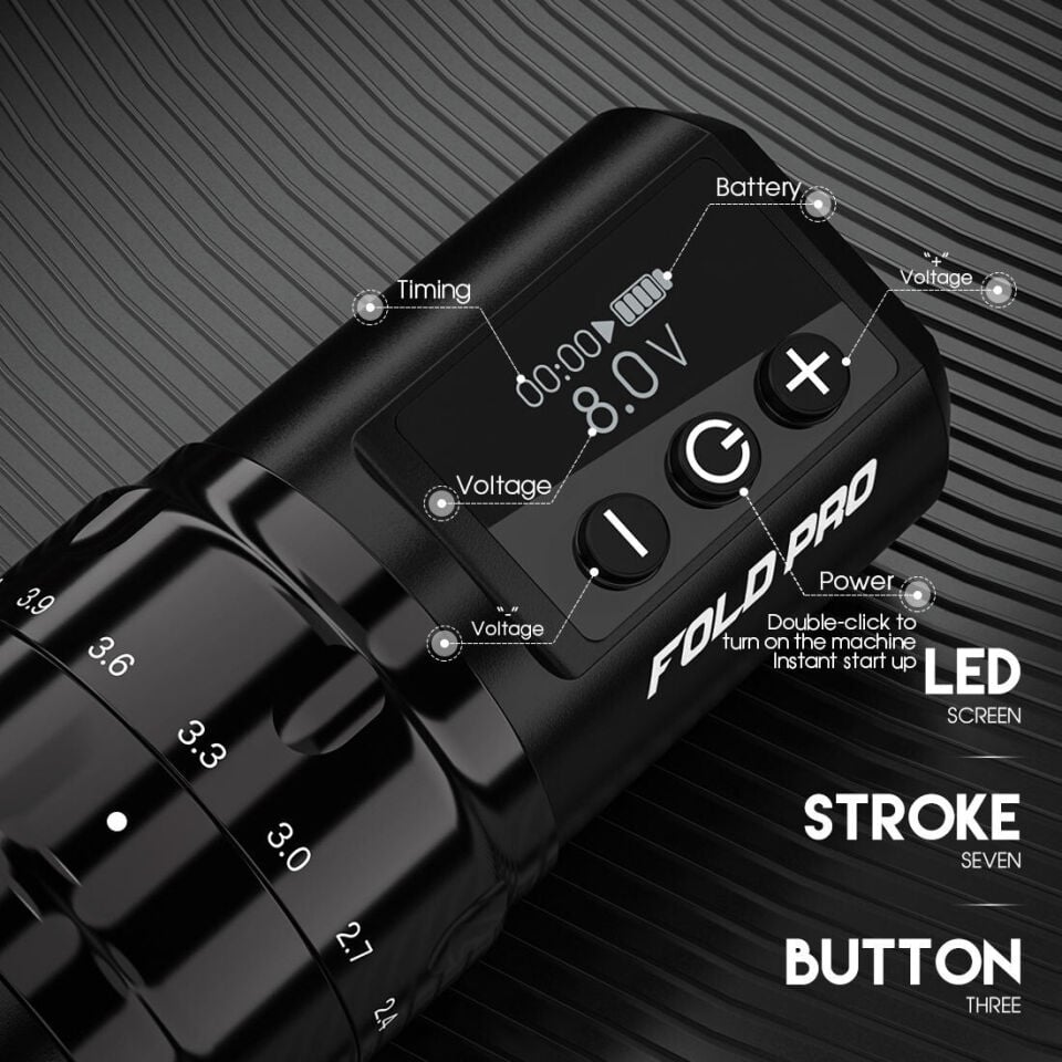 Dragonhawk fold pro dövme makinesi 2.4 -4.2mm stroke