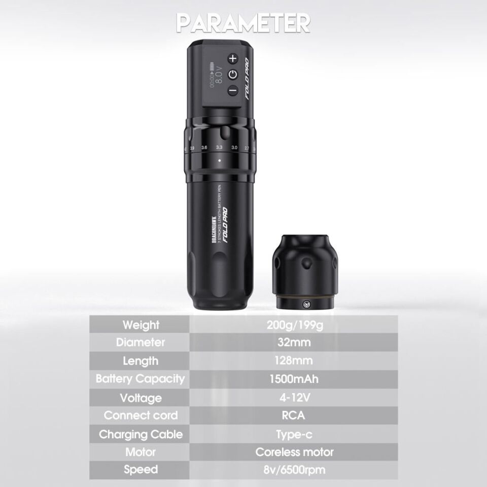 Dragonhawk fold pro dövme makinesi 2.4 -4.2mm stroke