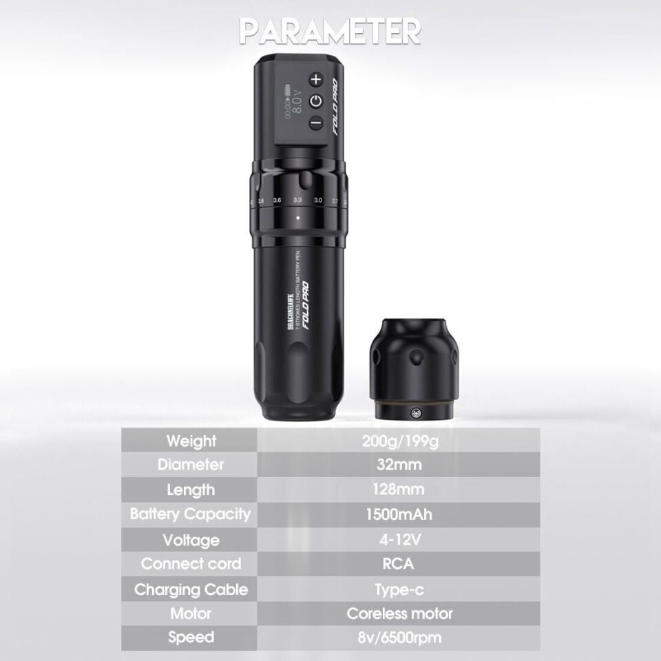 Dragonhawk fold pro dövme makinesi 2.4 -4.2mm stroke