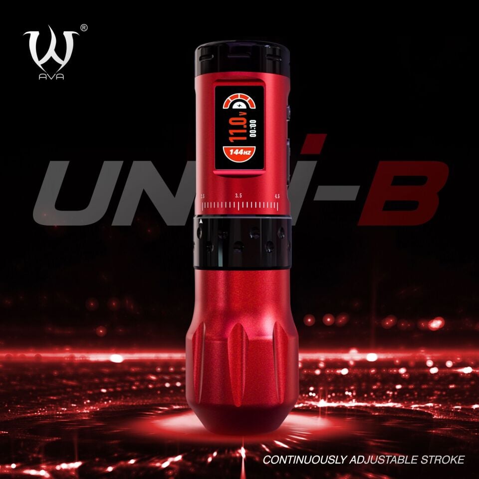 AVA UNI-B Wireless pen dövme makinesi 2.5-4.5mm storke RED