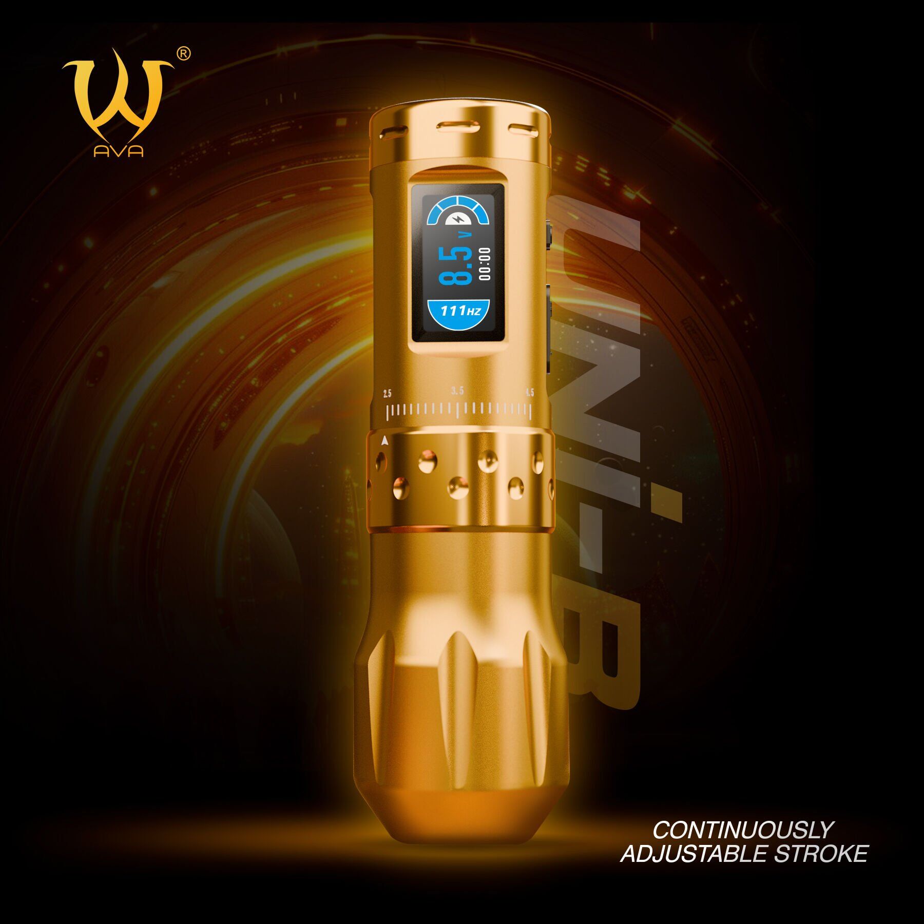 AVA UNI-B Wireless pen dövme makinesi 2.5-4.5mm storke GOLD