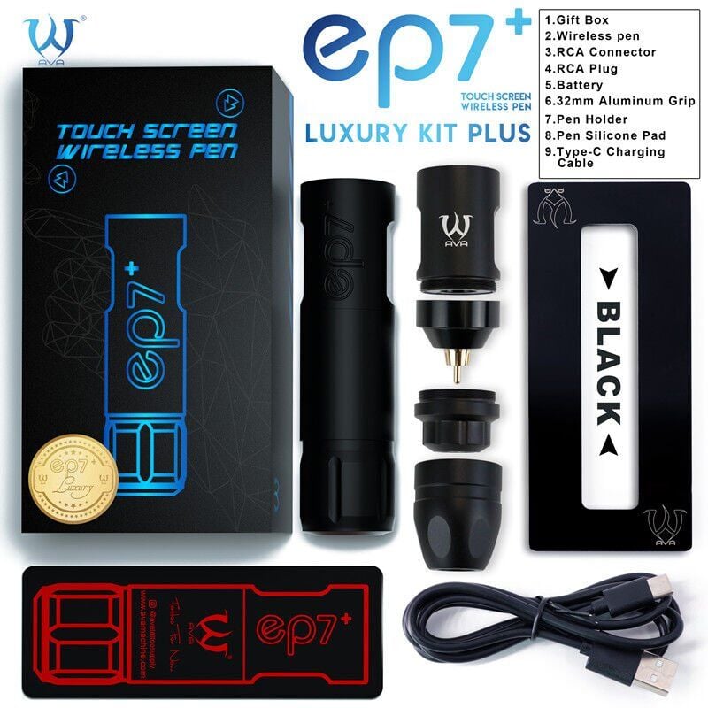 AVA EP7+ GT Wireless pen dövme makinesi 3.5-4.2mm storke BLACK
