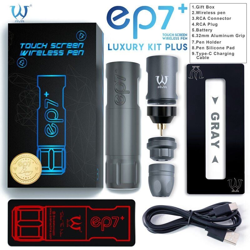 AVA EP7+ GT Wireless pen dövme makinesi 3.5-4.2mm storke GREY