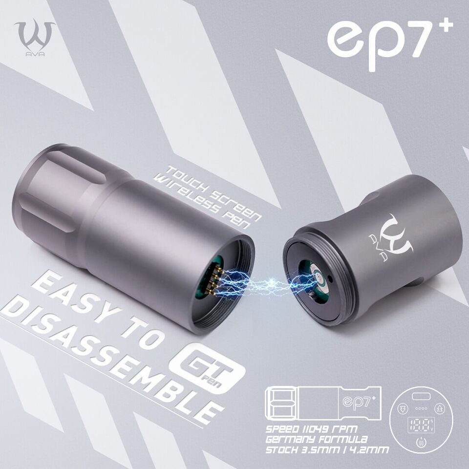 AVA EP7+ GT Wireless pen dövme makinesi 3.5-4.2mm storke GREY