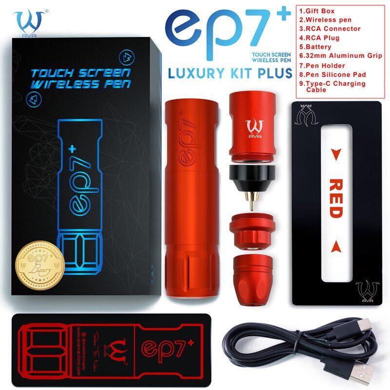 AVA EP7+ GT Wireless pen dövme makinesi 3.5-4.2mm storke RED