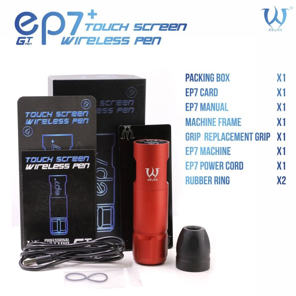 AVA EP7+ GT Wireless pen dövme makinesi 3.5-4.2mm storke RED