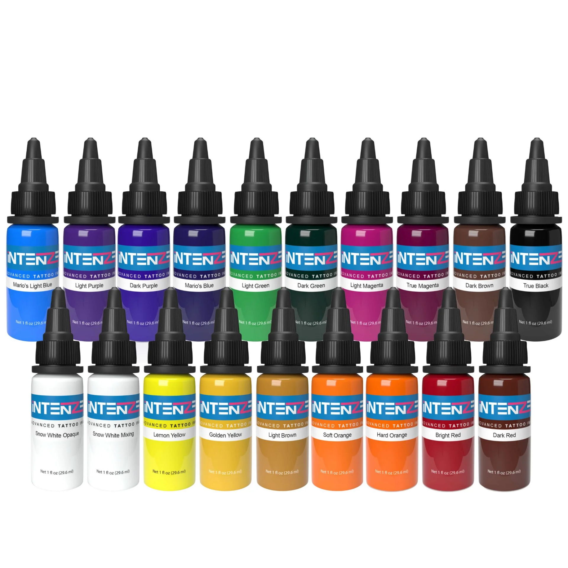 INTENZE Dövme Boyası seti 19'lu set, 1oz /30mm*19 adet  Dövme boyası