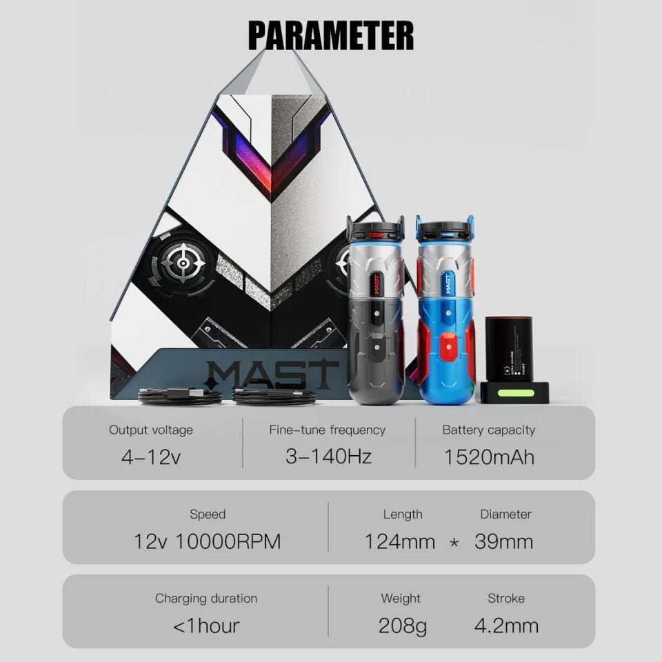 MAST Racer Pro Armor Edition Kablosuz Dövme Makinesi 4,2 mm Stroklu Mcore-pro Motor