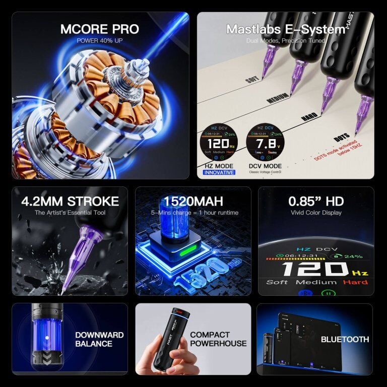 MAST Racer Pro Armor Edition Kablosuz Dövme Makinesi 4,2 mm Stroklu Mcore-pro Motor