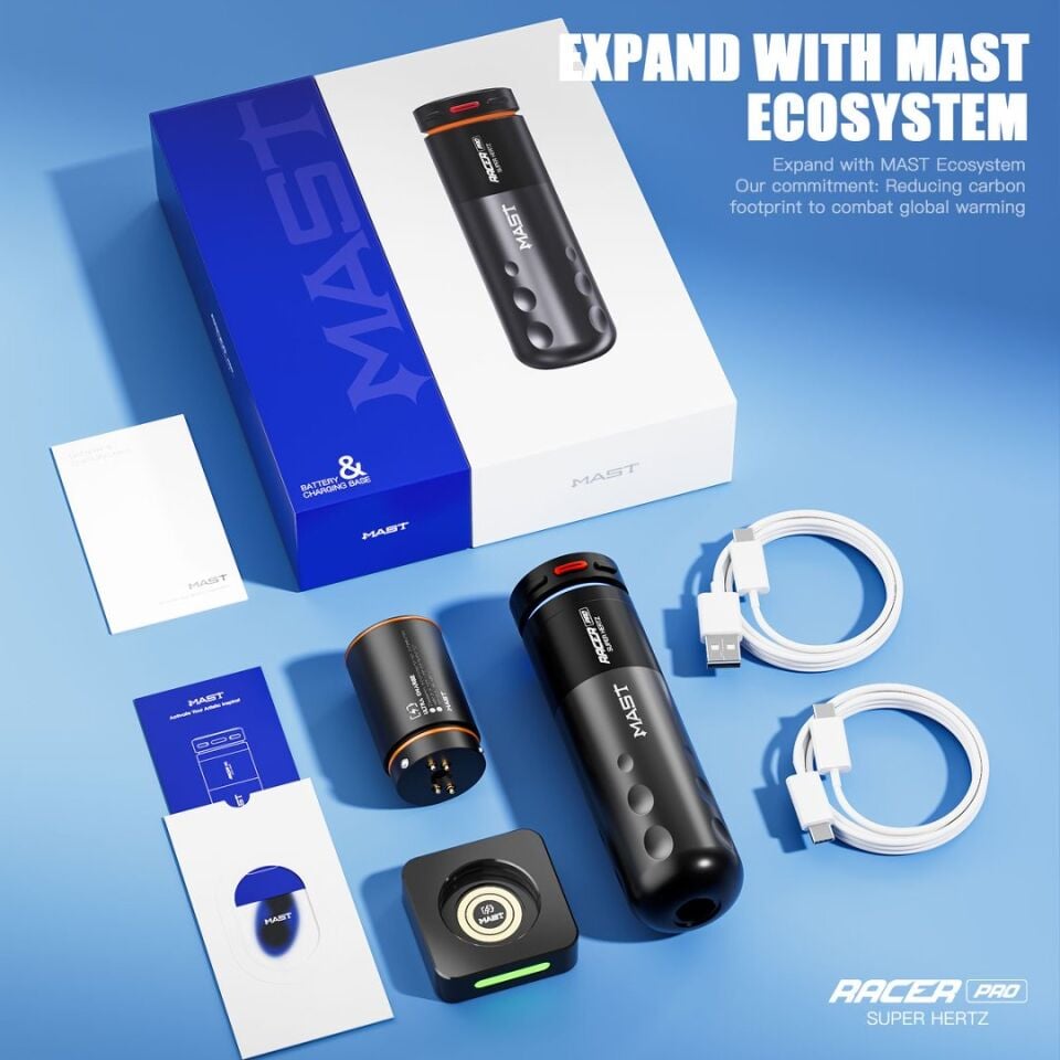 Mast Racer Pro Kablosuz Pen Dövme Makinesi 2 Bataryalı - 4.2mm Stroke