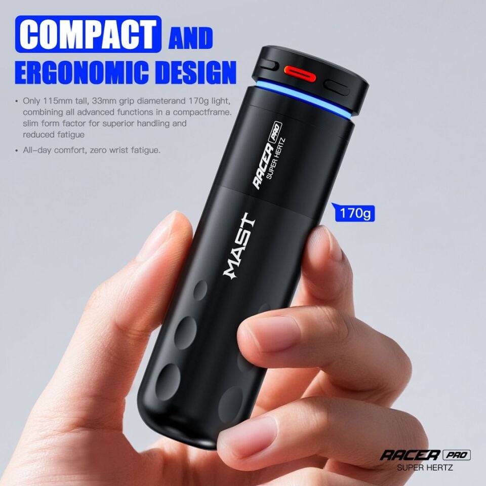 Mast Racer Pro Kablosuz Pen Dövme Makinesi 2 Bataryalı - 4.2mm Stroke