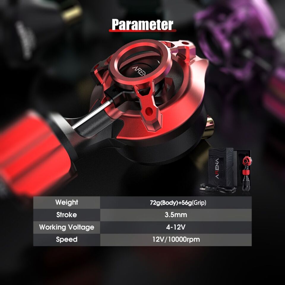 Arena Yeni Nesil Rotary Pen Dövme Makinesi - Black/Red