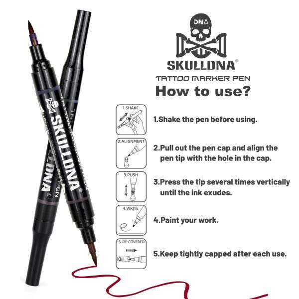 Skulldna Tattoo Marker Pen - Profesyonel Serbest El Dövme Markörü