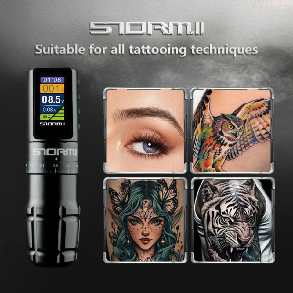 STORMII F160 2200mAh 2.3-4.5mm Ayarlanabilir İğne Boyu Profesyonel Kablosuz Dövme Makinesi