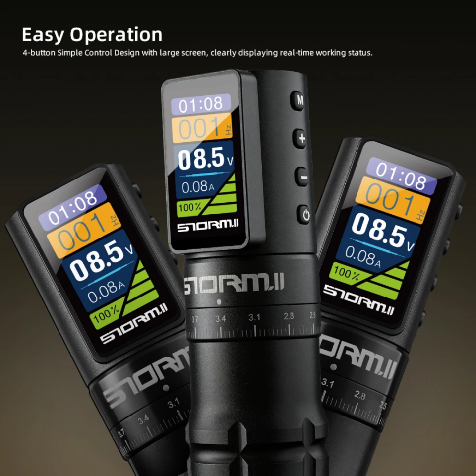 STORMII F160 2200mAh 2.3-4.5mm Ayarlanabilir İğne Boyu Profesyonel Kablosuz Dövme Makinesi