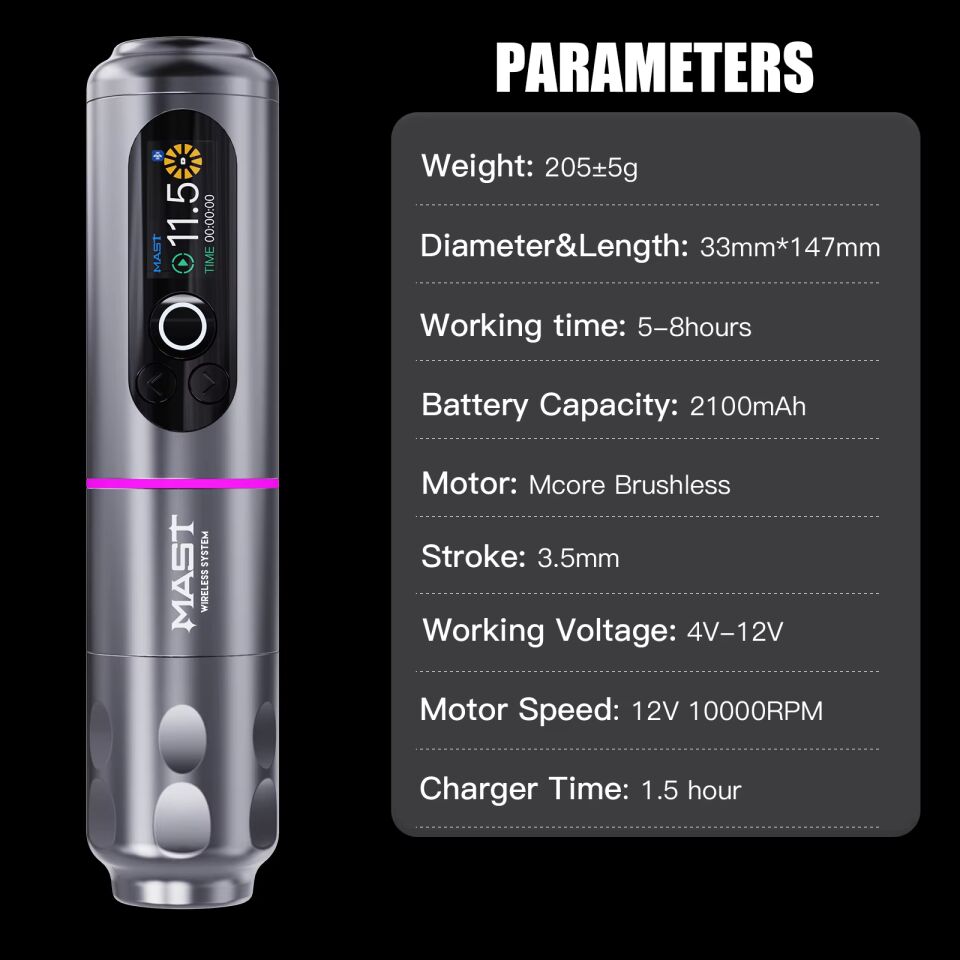 Dragonhawk Mast Archer 2 Kablosuz Dövme Makinesi (Brushless Motor / RGB Işıklı)
